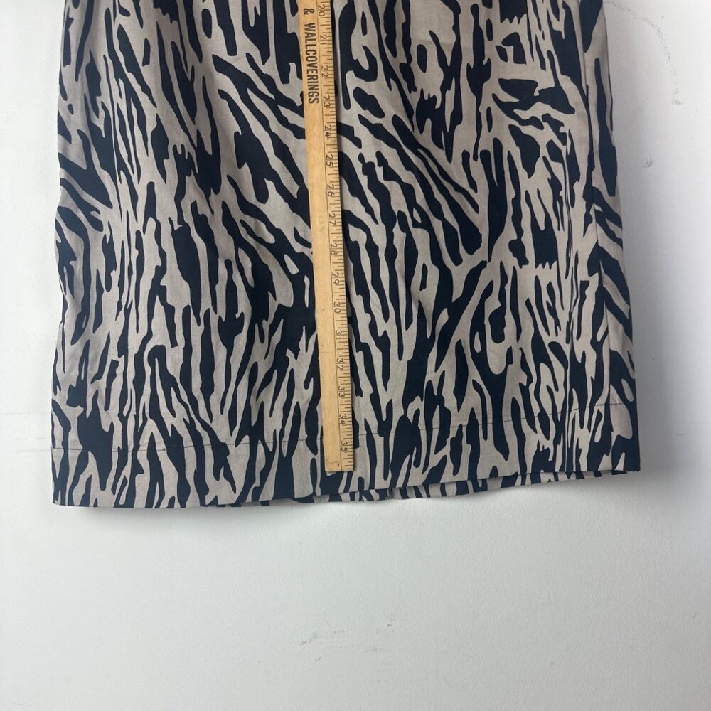 Dana Buchman Zebra Print Button-Down Shirt Dress Size 10 Black & Beige Office - Picture 5 of 8
